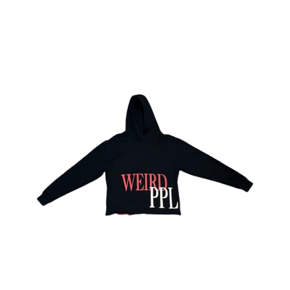 Black & Crimson Red "Sidewalk Thoughts" Pullover Hoodie