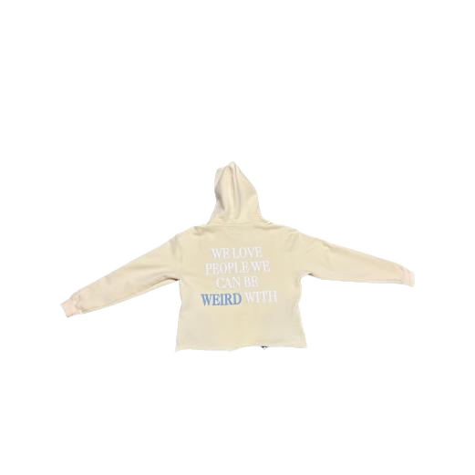 Cream & Sky Blue "Sidewalk Thoughts" Pullover Hoodie