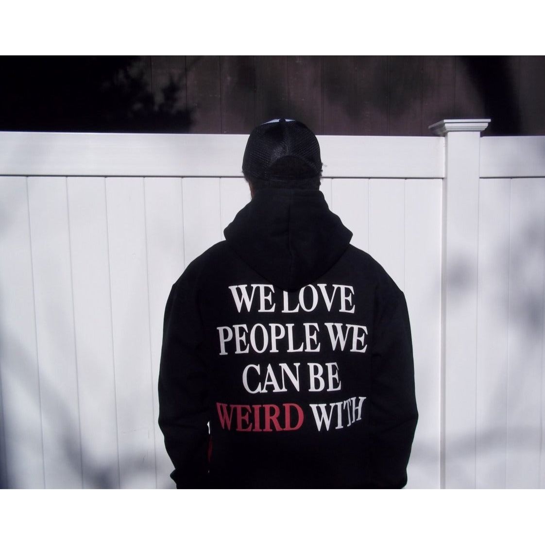 Black & Crimson Red "Sidewalk Thoughts" Pullover Hoodie